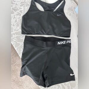 SOLD Nike Black Athletic Crop Top and Pro Shorts Set